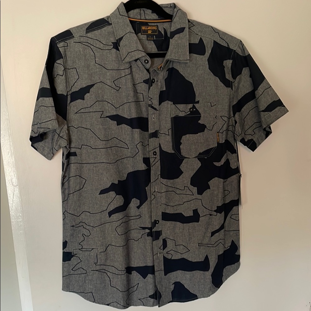 Billabong Gray / Denim Blue Short Sleeve Large Button-Down Men’s